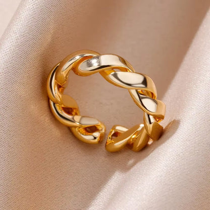 Stainless Steel Rings for Women Aesthetic Heart Gold Color Wedding Ring Vintage Waterproof Wedding Jewelry Prom Accessories Gift