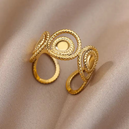 Stainless Steel Rings for Women Aesthetic Heart Gold Color Wedding Ring Vintage Waterproof Wedding Jewelry Prom Accessories Gift